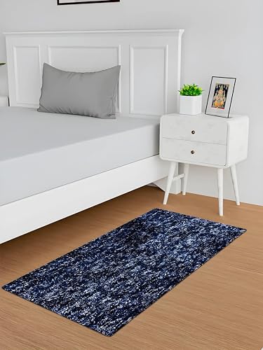 Image of Kuber Industries Microfiber Bedside Runner | 22x55 Inch | Floor Rug For Home, Hall | Bedroom Carpet For Kitchens | Lexus Carpet For Living Room | Blue
