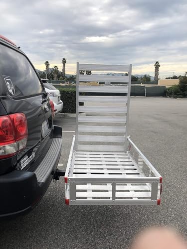 MaxxHaul 50945 50 inch x 29.5 inch Trailer Hitch Mount Aluminum Mobility Carrier with 47 inch Ramp and Hitch Tightener for RV Trucks SUV Vans Cars - 500 lb. Capacity