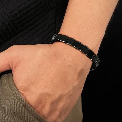 Hematite Bracelet for Men Woman, Naturally healing Stone Beaded bracelets Adjustable Elastic Stretch Bracelets Protection Bracelet Stylish Restore Confidence Inspirational Jewelry3