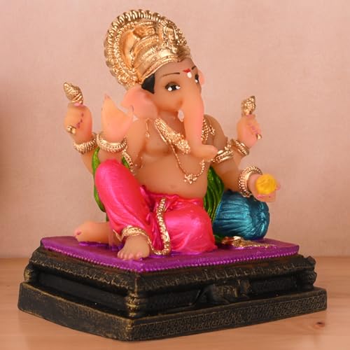 Image of KariGhar Peshwa Ganesh Idol Perfect for Car Dashboard and House Warming Multicolor