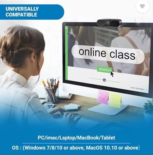 (Refurbished) CH-0221 Full HD 1080P 2.1 Megapixel 30 FPS Web Camera with Built-in Mic for PC/Laptop Video Calling (Black) - Image 4