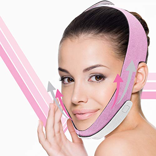 Face Lifting Strap Double Chin Reducer Eliminator  Facial Lift Toner Slimming Straps Mask Tapes Bands - Jaw Bra Breathable Jawline Shaper - Anti Aging Sleep Exerciser  Women Men Reusable (Lavender)