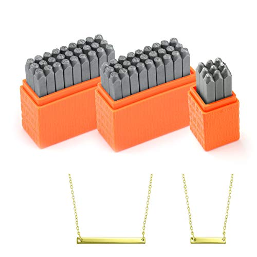 ImpressArt - 1.5MM Basic Sans Serif Letter & Number Metal Stamps w/ 10 Necklace Stamping Blanks Included