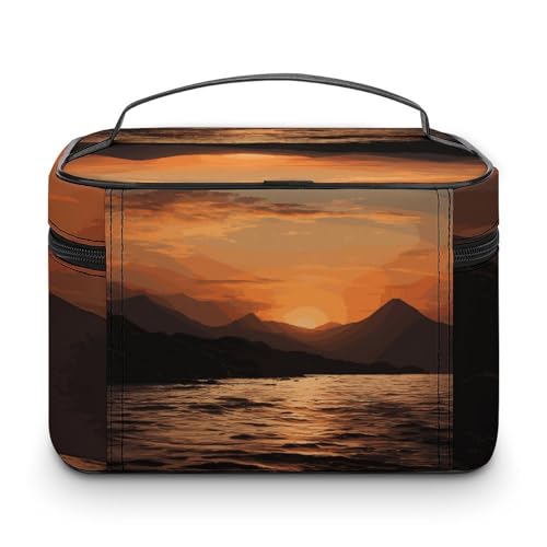 Foldable Travel Luggage Bag for Men And Women, Dry And Wet Separation Portable Travel Luggage Bag, Mountain And Water at Sunset Printed Waterproof Sports Luggage Bag, Fitness Bag3