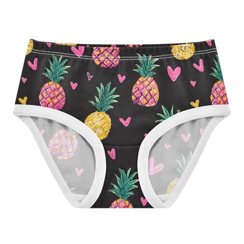 Wusikd Cute Pineapples Girls' Underwear Cotton Pink Hearts Black Girls Briefs Soft Toddler Underwear 2T