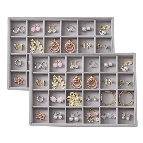 Image of Large Velvet Jewelry Tray Display Drawer Inserts 2 Pack