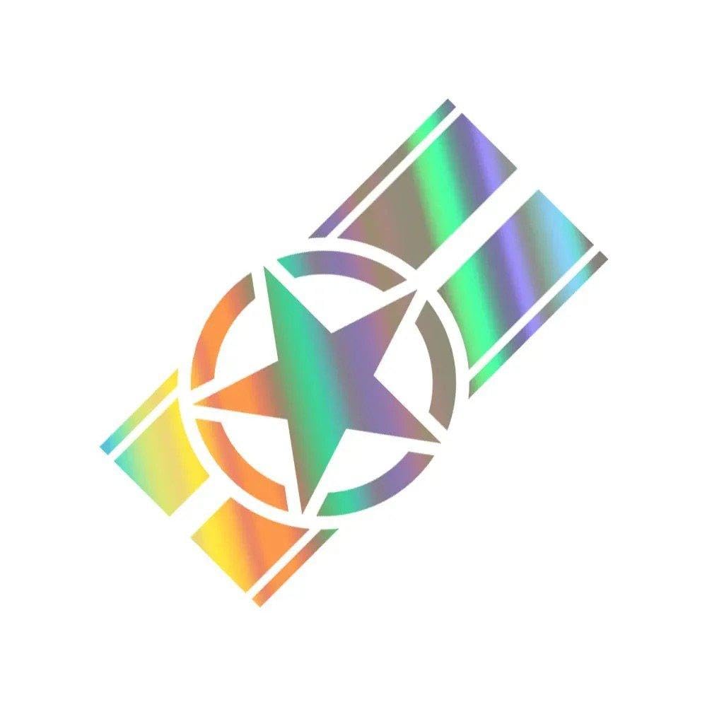 Bertdcx Colorful Laser Auto Accessory Car Hood Cover Sticker Pentagram Style Vinyl Decals Accessories(Colorful Laser)