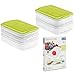 Rotho Rondo 5tlg. Vorratsdosen Deckel und 10 Frischhaltematte, Kunststoff (PP) BPA-frei, grün, 2 x 0.75l + 3 x 1.35l, 3