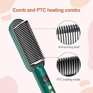 Hair Straightener Brush, Ring Hair Straightener Comb Straightening Brush with Anti-Scald & LED Screen, Suitable for Hair Lengths of 5 inches and above 5 41hjMLSfa4L. SS300