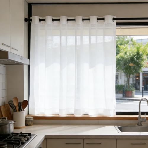 Rideau Voile Semi-Transparent pour Bloquer le Vis-à-Vis en Douceur