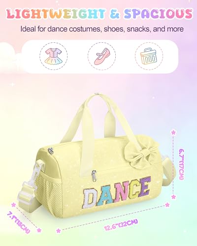 Image of Glitter Dance Ballet Bag Small Cheer Duffle Travel Bag with Bow Decoration