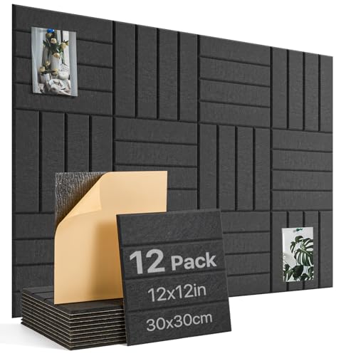 Large Cork Board Alternative 48"X36" Bulletin Board 12 Pack Felt Wall Tiles with Self Adhesive for Wall Home Office Decor, Pin Cork Boards-Black image 3