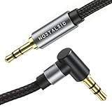 NOSTALSIC 3.5mm オーディオケーブル 片側L型 (1m) AUX ケーブル ステレオミニプラグ 高耐久 ナイロン編組 しなやかで絡まりにくい 金メッキ ヘッドホン/スピーカー/カーオーディオ/PC/スマホ等対応