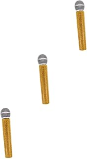 Milisten 3pcs Simulation Diamond Microphone Plastic Mic Model Toys Microphone Prop Toy Plastic Microphone Prop Handheld Microphone Portable Mic Echo Speakers Party Microphone Toys Carry