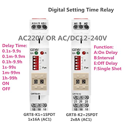 Relais de minuterie multifonction GRT8-K1 AC230V pour tableau - 6