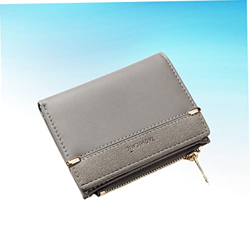 Portable Short Purse for Women Multi Functional Zippered Coin Holder Bag Fashion Wallet with Clasp for Business Cards and Cash Durable Grey Design3