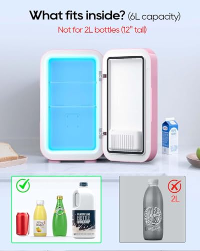 Image of BEICHEN Mini Fridge,6 Liter / 8 Can Small Fridge for Bedroom, Car, Office | Cooler & Warmer for Food, Drinks,Energy Saving, Low Noise,110V Ac /12V Dc,Compact & Portable