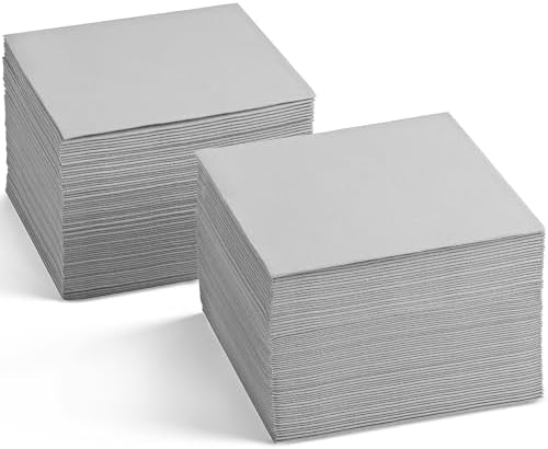 Disposable Linen-Feel Tela Gray Napkins, 6.5" x 6.5" Paper Napkin...