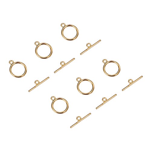 Pandahall 20 Sets Golden Flat Round Tibetan Style Toggle Clasps Cadmium Free & Nickel Free & Lead Free for Jewelry Making