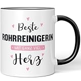 JUNIWORDS Tasse, Beste Rohrreinigerin, mit ganz viel Herz, Schwarz (6060883)