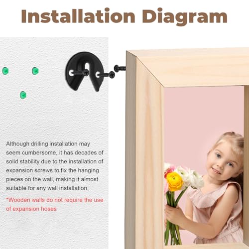 Image of TEHAUX 20pcs Keyhole Hangers, Black Iron Mirror Picture Frame Hangers, Keyhole Hanging Plates Metal Fasteners for Fasteners Rivet Fittings