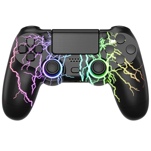 RCCBOOST Mando inalámbrico para ps4/pro slim, controlador para ps4 con batería de 1000mah, soporte de doble vibración, giroscopio de seis ejes, Jack audio de 3,5 mm,2024 nuevo controlador con luz RGB