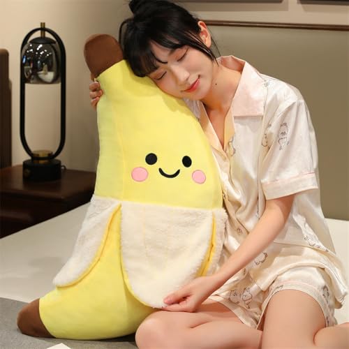 champracer plüschtier Banane Stofftier Kawaii Banane Kissen Langes,lüschtier Banane Stofftier Kawaii Banane Kissen Langes,Kinder-Plüsch-Bananenkissen Gefüllte Bananen Plüschtiere (Weiß,25cm)