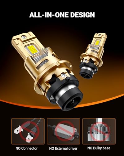 Image of SEALIGHT D2S Bulbs 6500K Cool White Brighter 1:1 Mini Size Plug and Play HID Fog Lights Replacement, IP68 Waterproof 0.01s Instant Start Pack of 2