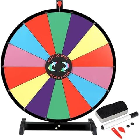 Smartxchoices 24" Spinning Prize Wheel, 14 Slots Color Tabletop Spinning Wheel with Dry Eraser & Marker Pen Editable for Carnival Fortune Spin to Win Casino Games Trade Shows Cover