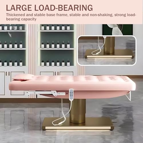 Larnavo Massage Table - Electric, Pink Luxury Design, Spa Beauty Treatment Table with One-Button Lift & Chair Set, Towel Racks - Image 4