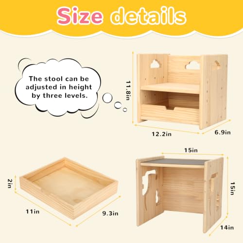 Image of Brobear Weaning Table and Chair Set for 3-Layer Adjustable, Storage Drawer | for Ages 1-3,Blackboard, Storage Hooks, Puzzle Storage Boards, Natural Wood,CPC Certification, for Dining, Painting, Reading