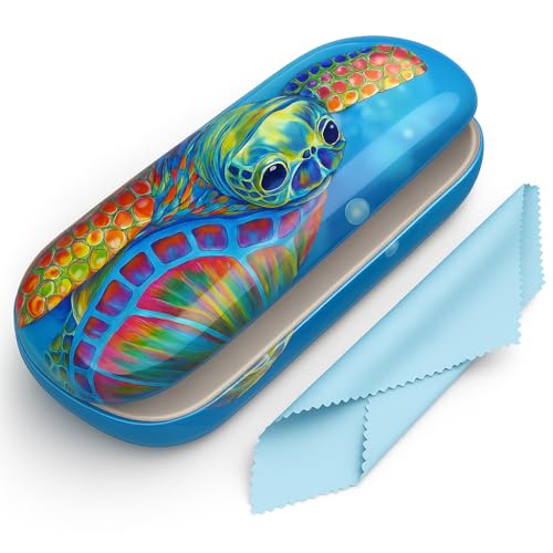 Image of Hard Shell Eyeglasses Case, Travel Portable Protective Glasses Cover Box for Men and Women with Cleaning Cloth