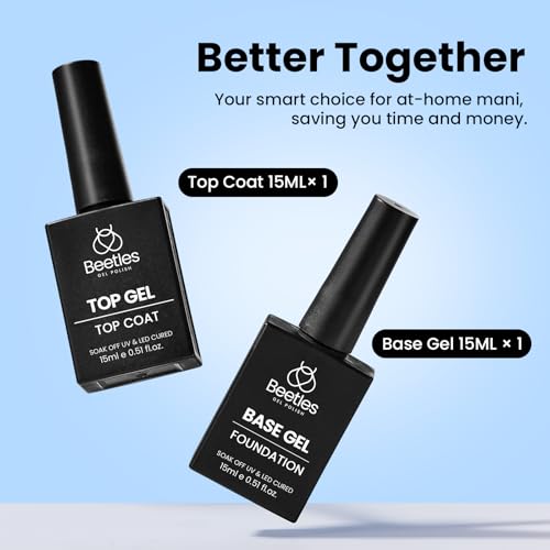 Image of Beetles No Wipe Gel Top Coat and Base Coat Set for Gel Nail Polish - 2Pcs 15ml Super Shiny and Long Lasting Soak Off UV /LED Lamp Nail Art Design Gift