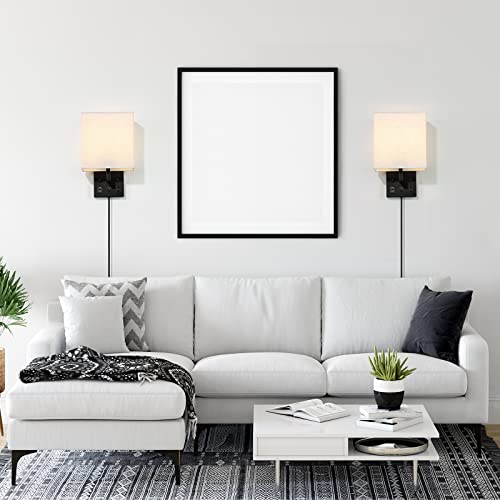 Haitral Wall Sconces Plug In With Bulbs - Wall Lamps For Bedroom With Usb And Outlet,Sconces Wall Decor Set Of 2 With Switch And Bulb Wall Light Fixtures For Living Room,Bedroom(Include Bulbs)-Black #TOP7