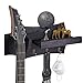 Soporte de pared para guitarra, soporte de madera para guitarra, soporte para guitarra, soporte con accesorios para guitarra, estante de almacenamiento, soporte para púas y 3 ganchos (negro)