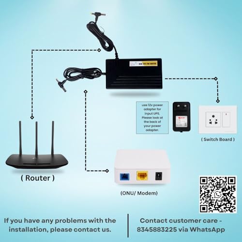 Image of EVA Mini UPS for 2 Routers+ONU | Dual Output 12V + 12V | Uninterrupted Power Backup for All Brand Wi-Fi Router + ONU /Modem + Router Setup | 3-6 Hours Backup |3 * 2900mAh Lithium ion Long Life Battery