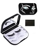 JYHi False Eyelash Storage Case with Mirror Lash Organizer Holder Box Empty Makeup Cosmetic Travel Case and 3 Pari Strip Lash Container (Black)