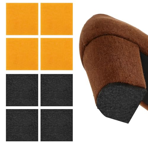 Penitue 8pcs Patchs de Réparation pour Talons Hauts, Protections Carrées en Caoutchouc Semelles Embouts de Talon Antidérapants Rechange pour Bottes et Chaussures Habillées (Noir et Jaune)