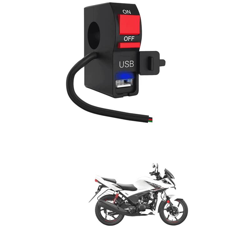 LOVMOTO Universal LED Fog Lights Switch with USB Charging for Bikes Fast Charging, Heavy clamp and Strong ABS Plastic with USB Switch Comfortable with Igni-TER