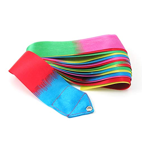Fiddling Ribbon 2M Gradation artistic rhythmic gymnastics dance silk twirling streamer ...