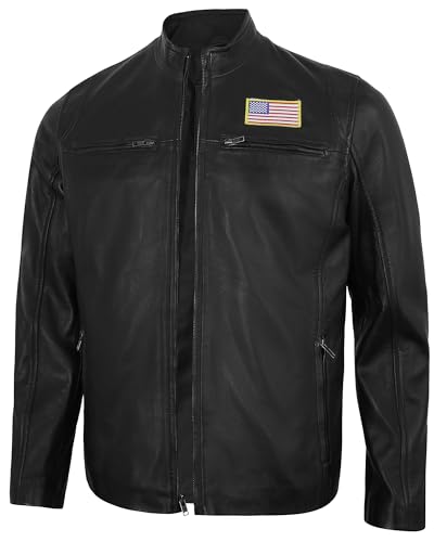 Mens Leather Jacket - Real Lambskin Quilted Motorcycle Style Leather Jackets For Men
