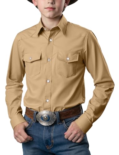 Image of Spring&Gege Boys' Long Sleeve Western Cowboys Pearl Snap Button Down Shirts (5-14 Years)