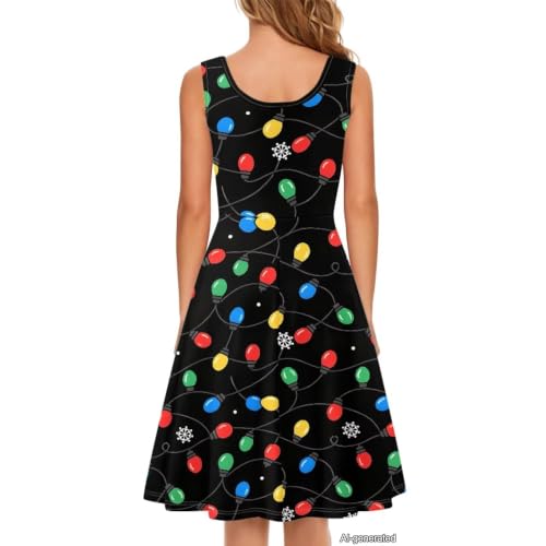 Image of Women Stylish Tank Dresses Sleeveless Round Neck Midi Casual Dress with Pocket for Summer
