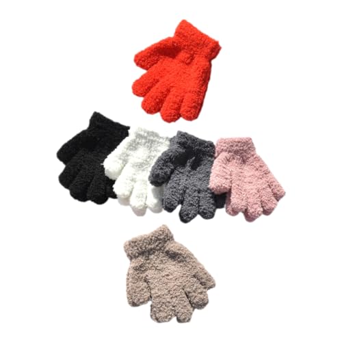 CONGARTENO Kids Winter Gloves 6 Pairs Child Warm Gloves Soft Knitted Comfortable for Outdoor Activities for Cold
