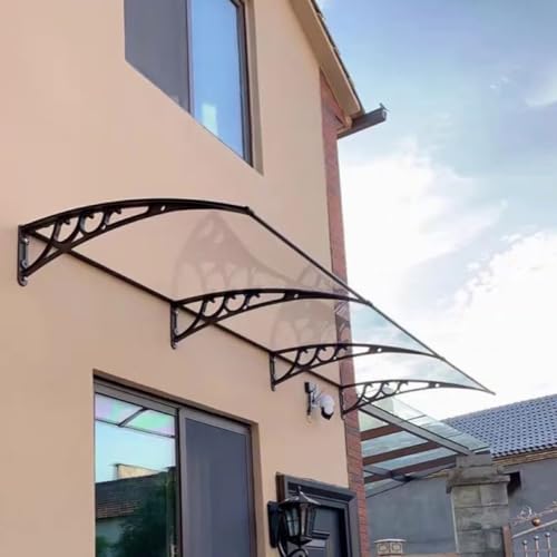 Toldo Curvo para Porche, Cubierta Transparente para Puerta Principal, protección contra la Lluvia, contra Rayos UV, Lluvia y Nieve, Soporte de Aluminio, Tablero de policarbonato, l