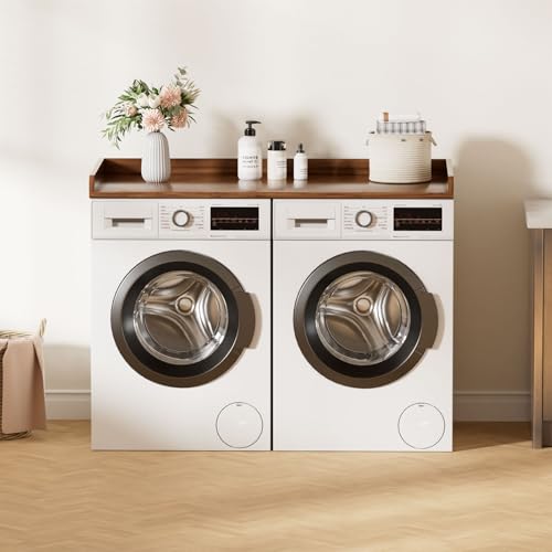 Cozivolife Washer Dryer Countertop, Laundry Topper with Edge Rails, 54" x 27.5" Bamboo Folding Station & Waterproof Surface, 220 lb Load Capacity for Laundry Room Organization(Walnut) by Cozivolife - Image 7