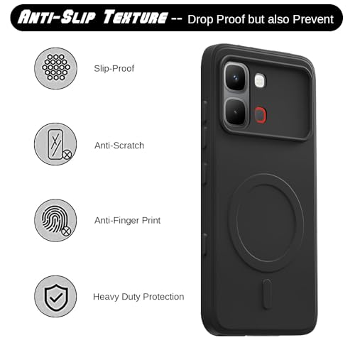 Image of Back Cover Infinix Note Edge 5G | MagFit Ring Design (Non-Magnetic) | Shockproof Case | Anti-Slip Grip | Raised Camera Edges | Slim Protective Case for Infinix Note Edge 5G (Matte Black)