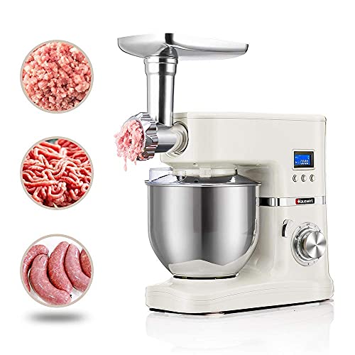 Hauswirt 3-in-1 Stand Mixer Bundle with Meat Grinder 53-quart Tilt-Head Kitchen Dough Maker with Digital Timer 8 Speeds Pulse Planetary Mixing