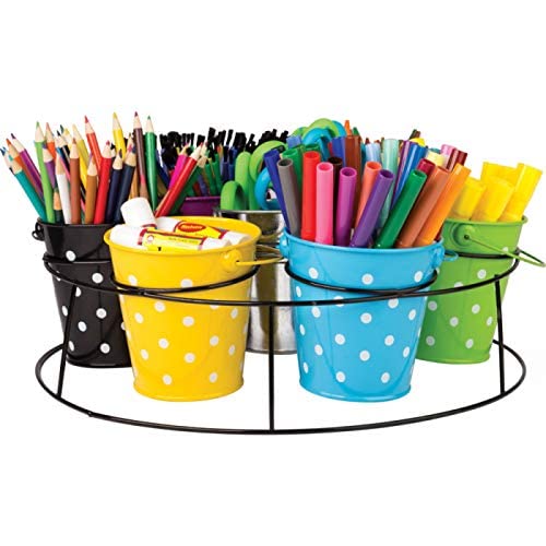 LIGHTER HOUSE�Set of 05 Pcs. Colourful Polka Dot Mini Metal Buckets/Mini Pail Flower Pot for Decoration/Gift Hamper D�cor/Multicolor (Assorted Colours)