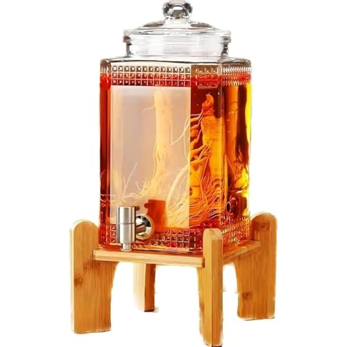 FiveLn ドリンクサーバー ガラス 3L/5L/7.5L /10L /15L 冷水筒 ドリンクピッチャー 蛇口付き 大容量 プラムワイン ジュース ビール フルーツジャ 貯蔵容器 密閉 (3 L)